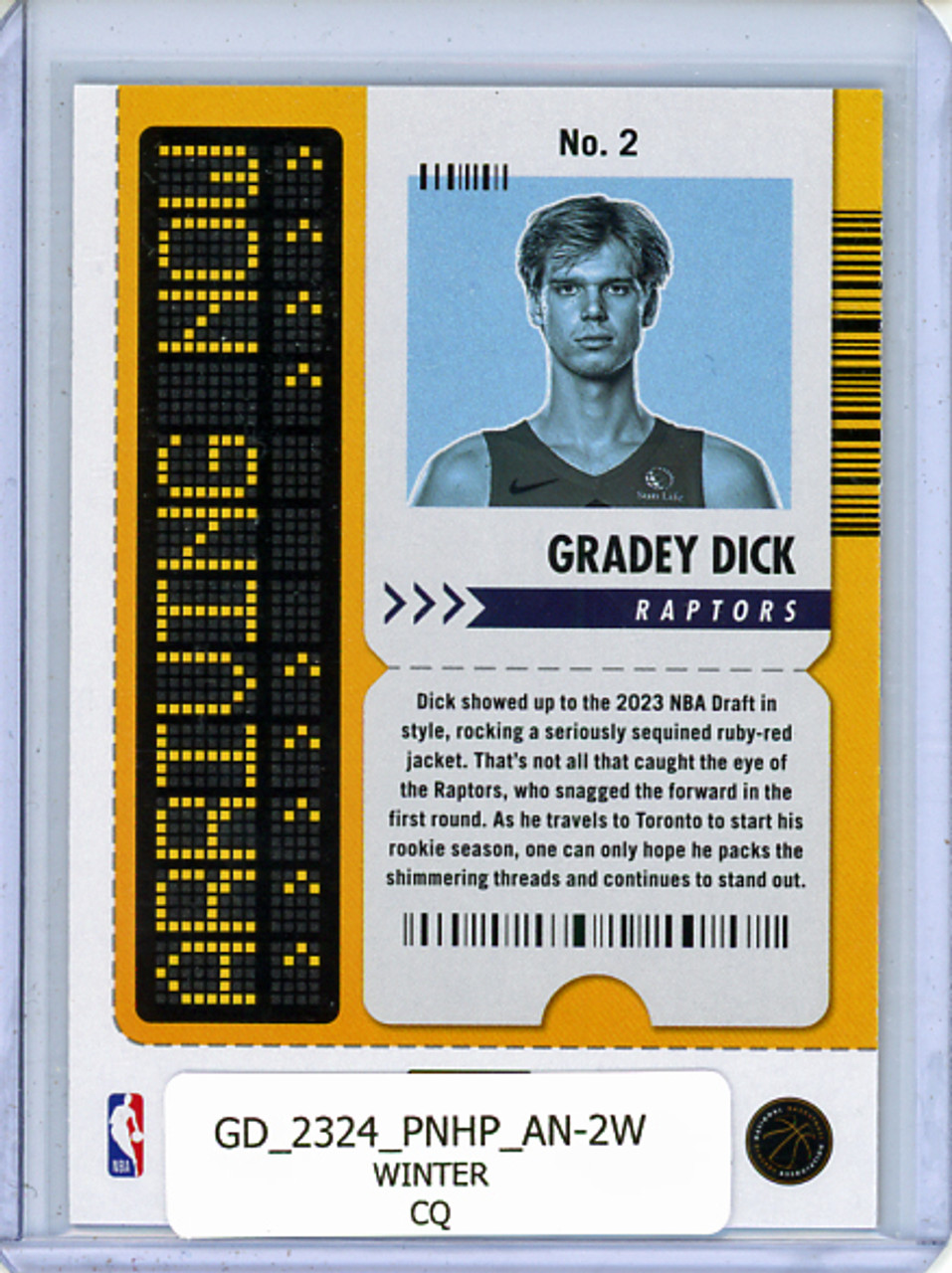 Gradey Dick 2023-24 Hoops, Arriving Now #2 Winter (CQ)