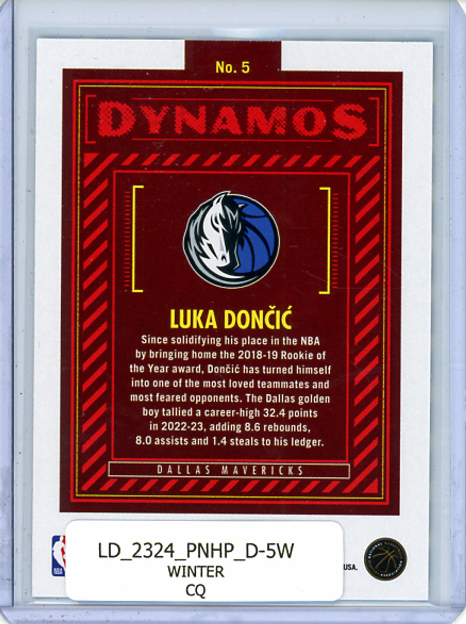 Luka Doncic 2023-24 Hoops, Dynamos #5 Winter (CQ)