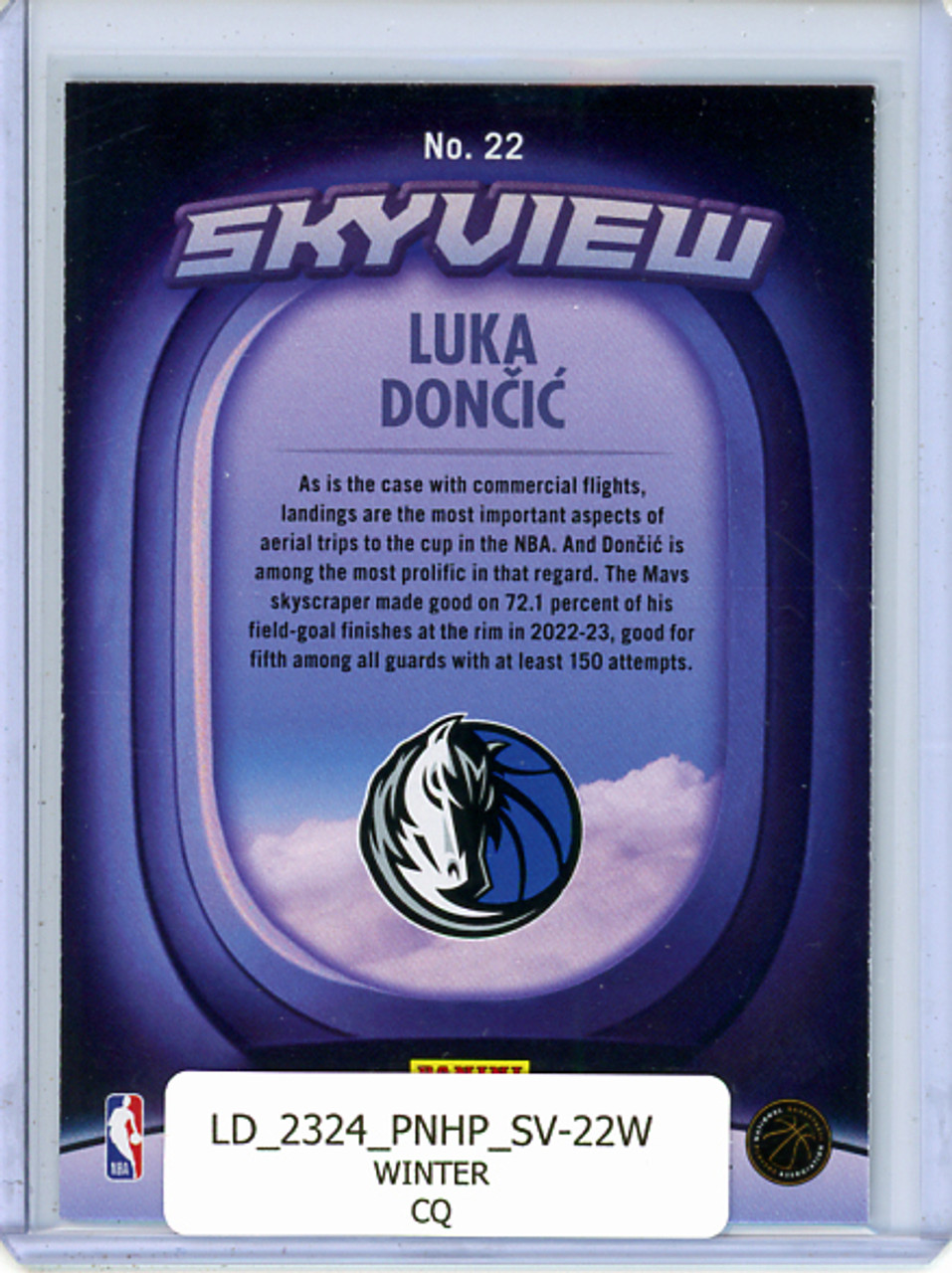 Luka Doncic 2023-24 Hoops, Skyview #22 Winter (CQ)