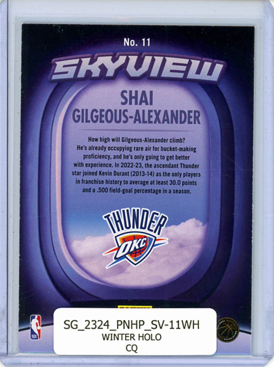 Shai Gilgeous-Alexander 2023-24 Hoops, Skyview #11 Winter Holo (CQ)