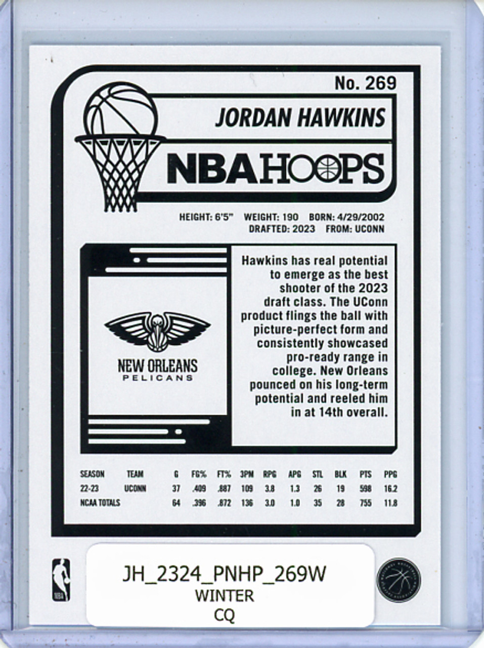 Jordan Hawkins 2023-24 Hoops #269 Winter (CQ)