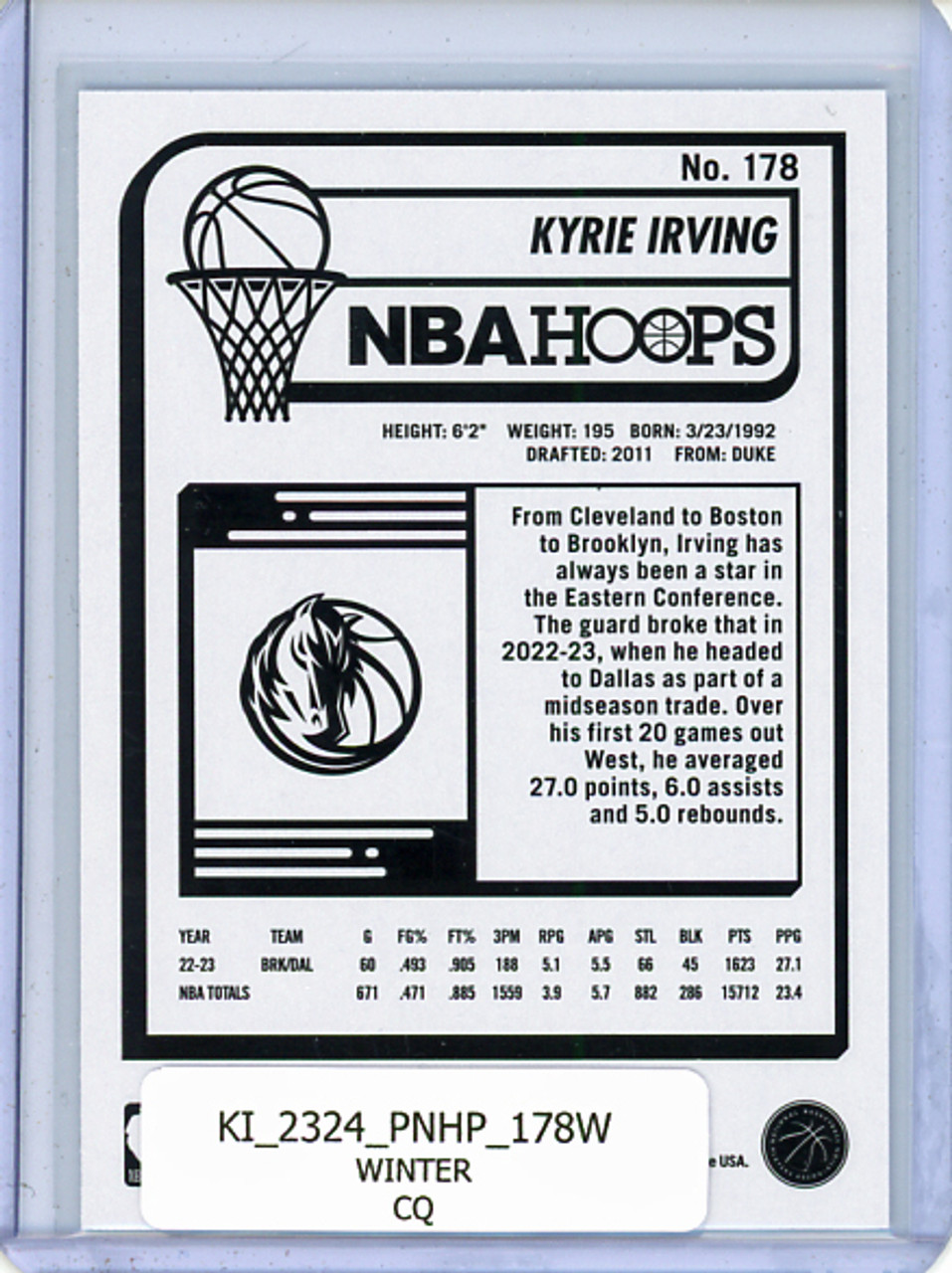 Kyrie Irving 2023-24 Hoops #178 Winter (CQ)
