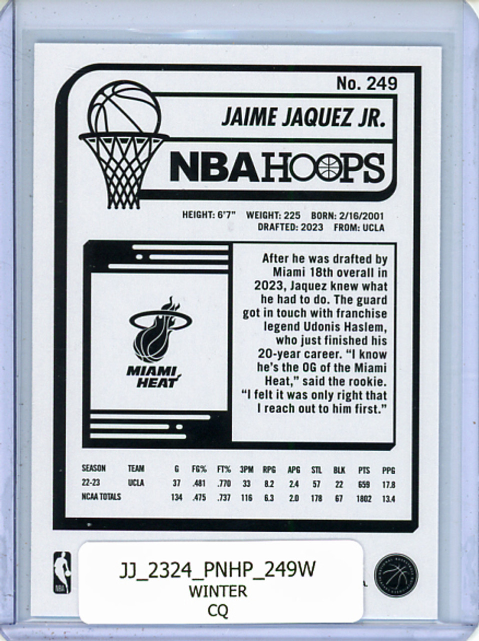 Jaime Jaquez Jr. 2023-24 Hoops #249 Winter (CQ)