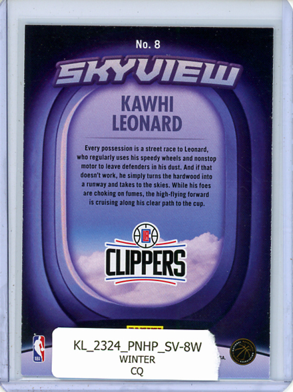 Kawhi Leonard 2023-24 Hoops, Skyview #8 Winter (CQ)