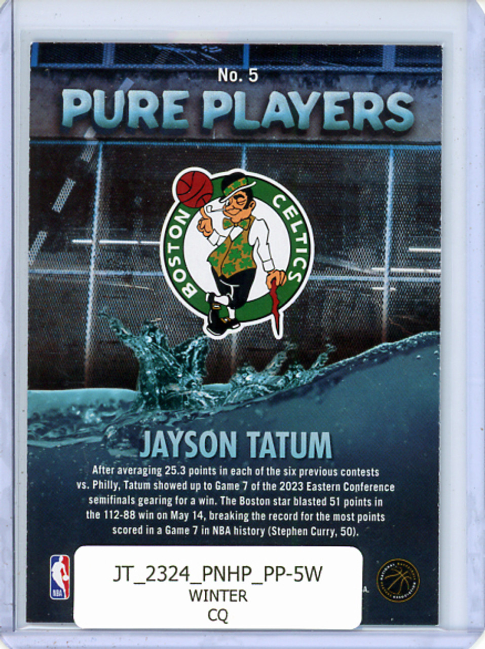Jayson Tatum 2023-24 Hoops, Pure Players #5 Winter (CQ)