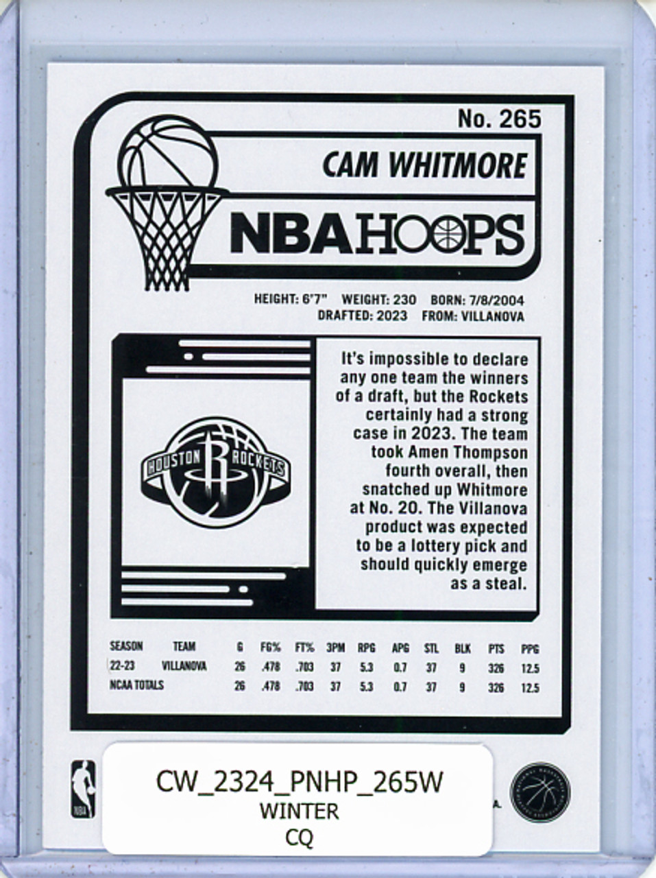 Cam Whitmore 2023-24 Hoops #265 Winter (CQ)