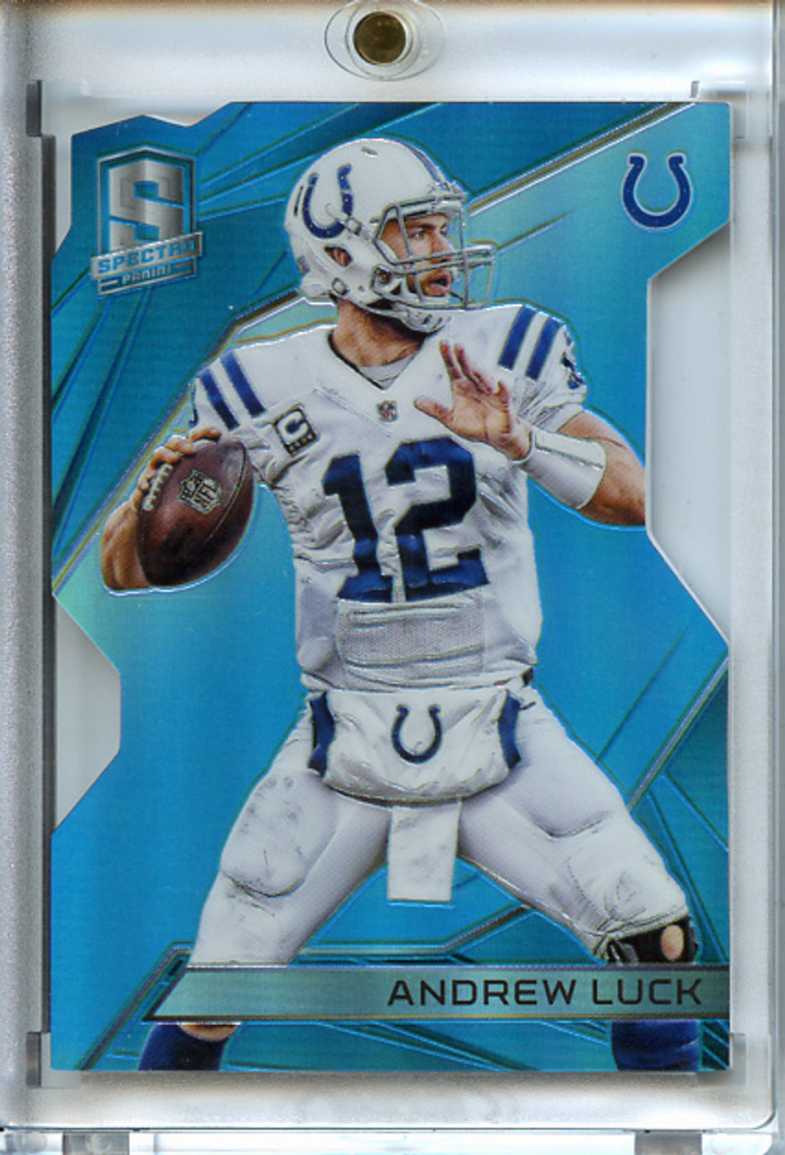 Andrew Luck 2015 Spectra #8 Neon Blue Die Cuts (#06/35) White Jersey