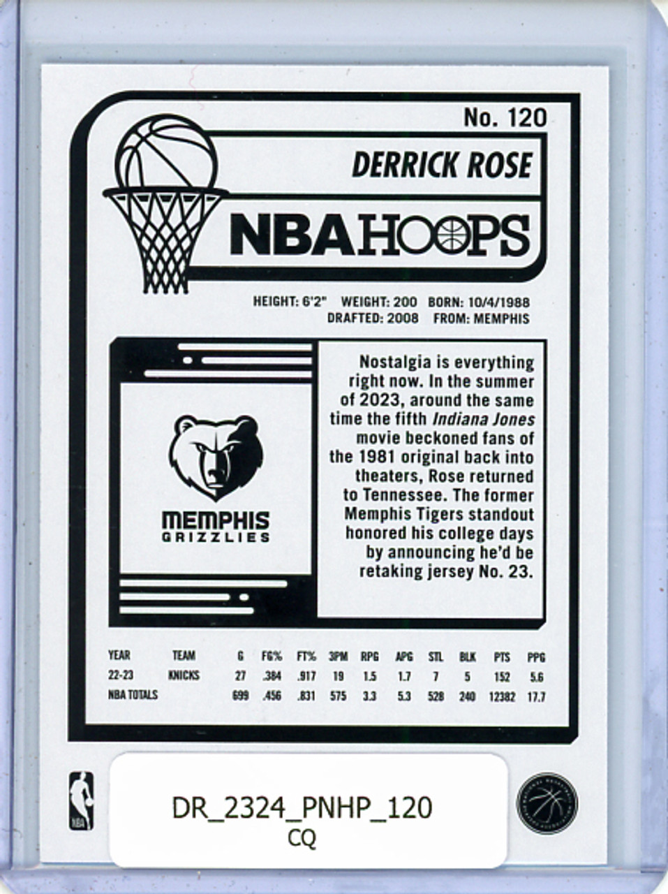 Derrick Rose 2023-24 Hoops #120 (CQ)