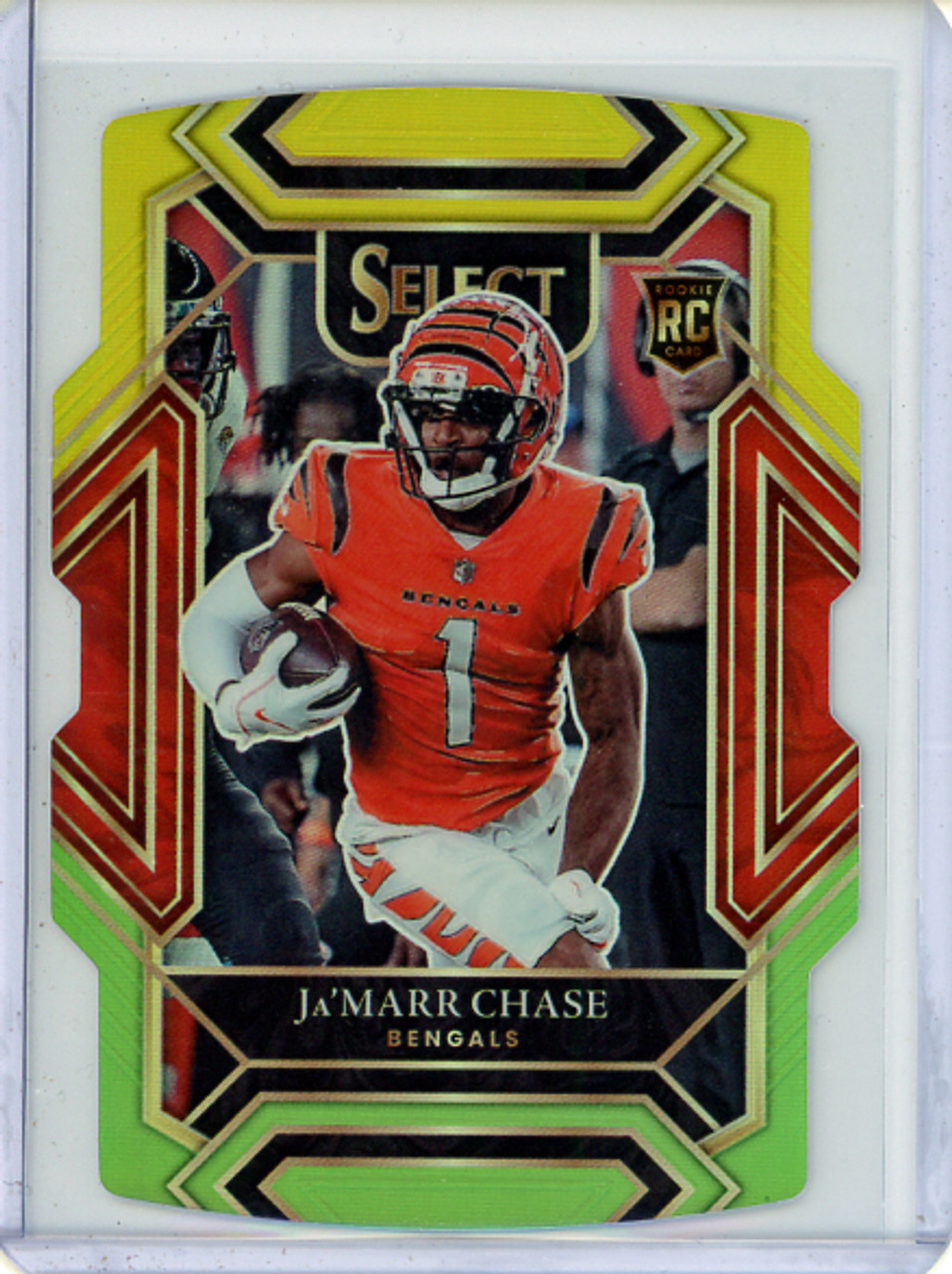 Ja'Marr Chase 2021 Select #247 Club Level Green & Yellow Die Cut (1) (CQ)