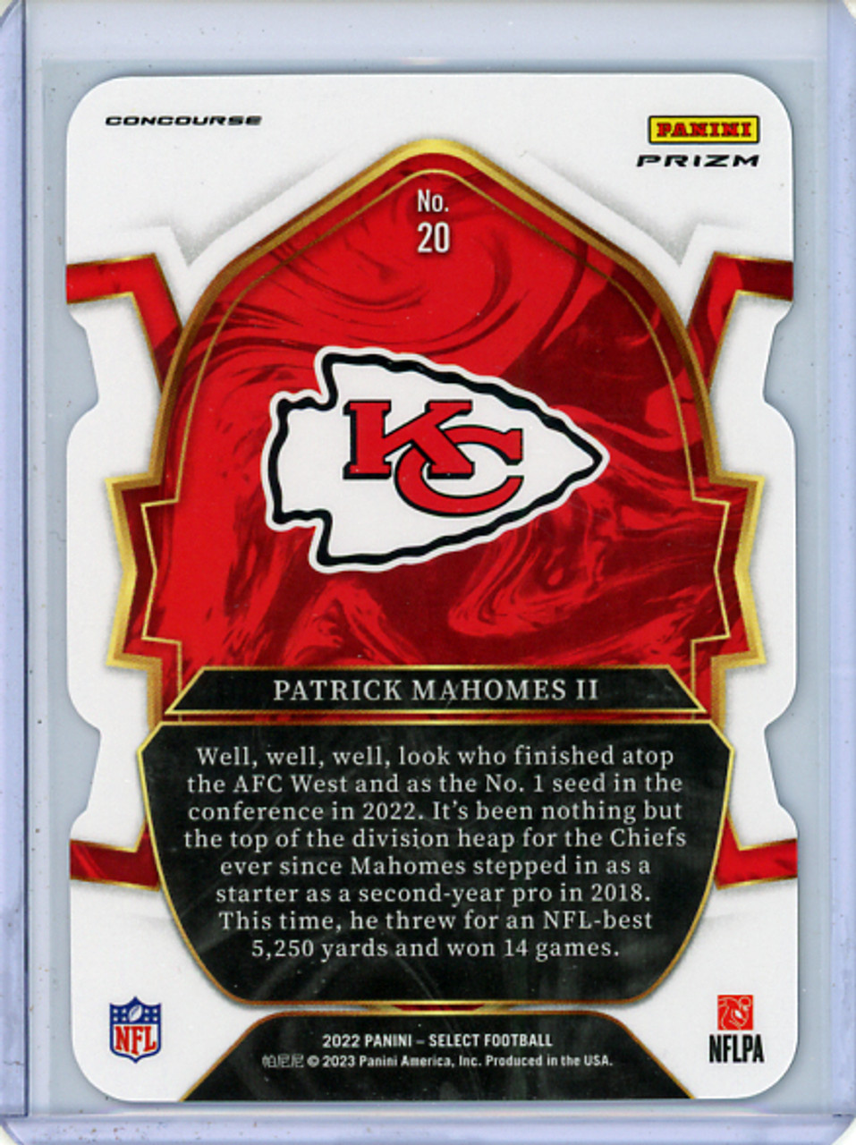 Patrick Mahomes II 2022 Select #20 Concourse Green & Yellow Die Cut (1) (CQ)