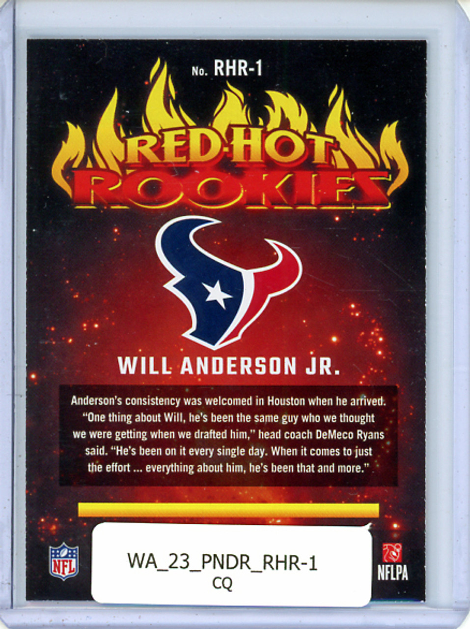 Will Anderson Jr. 2023 Donruss, Red Hot Rookies #RHR-1 (CQ)