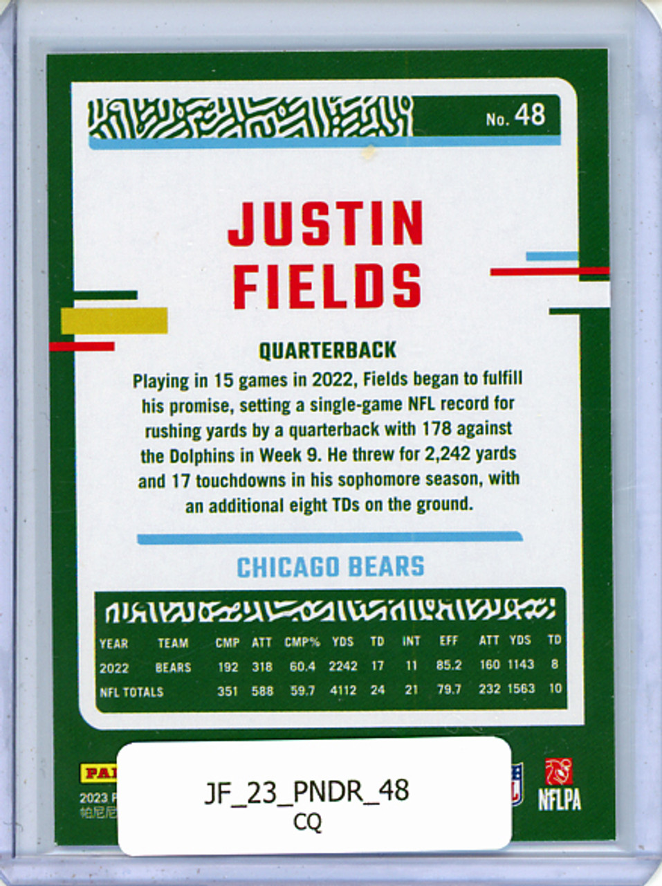 Justin Fields 2023 Donruss #48 (CQ)