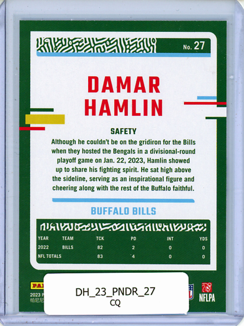 Damar Hamlin 2023 Donruss #27 (CQ)