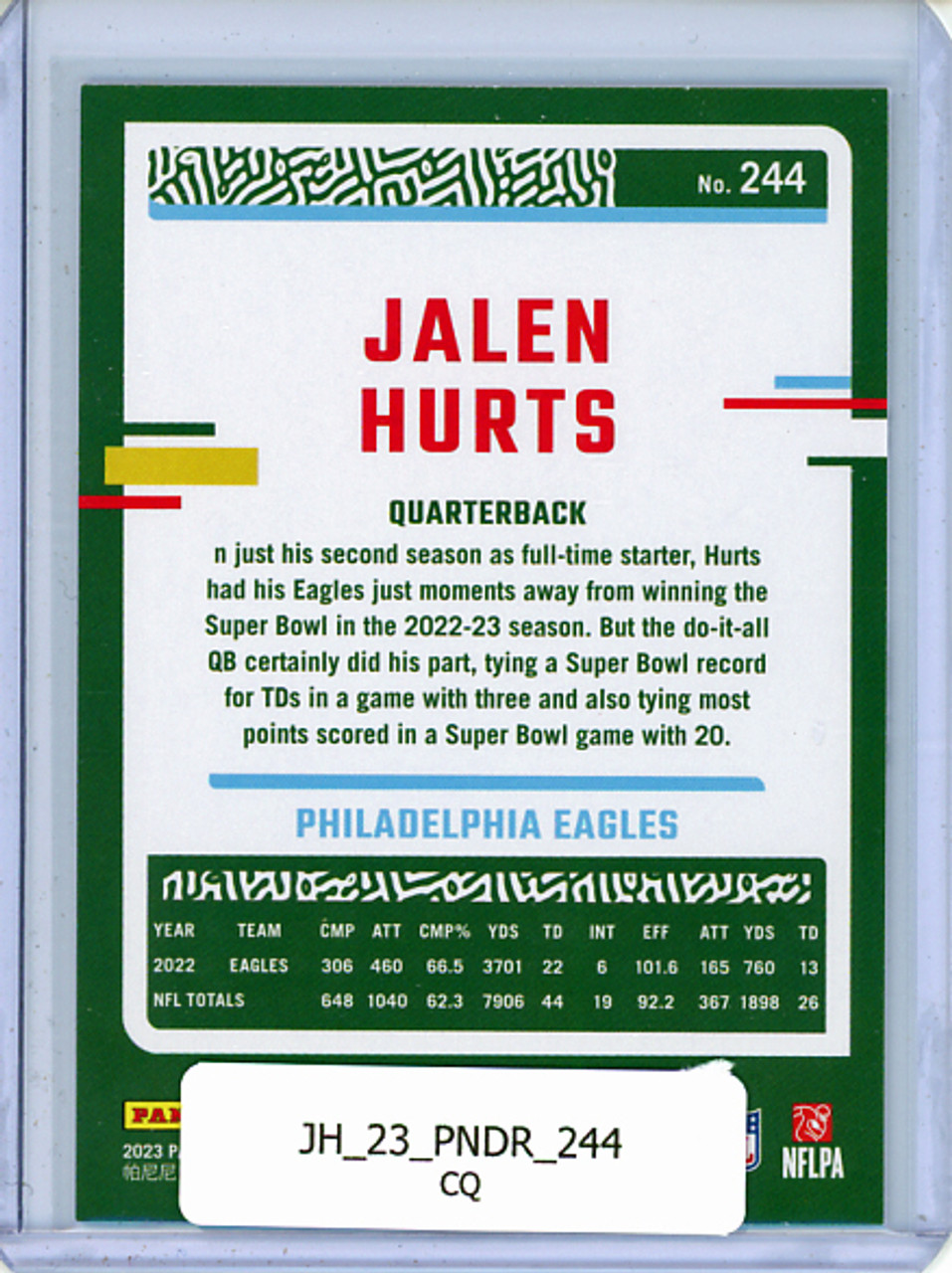 Jalen Hurts 2023 Donruss #244 (CQ)