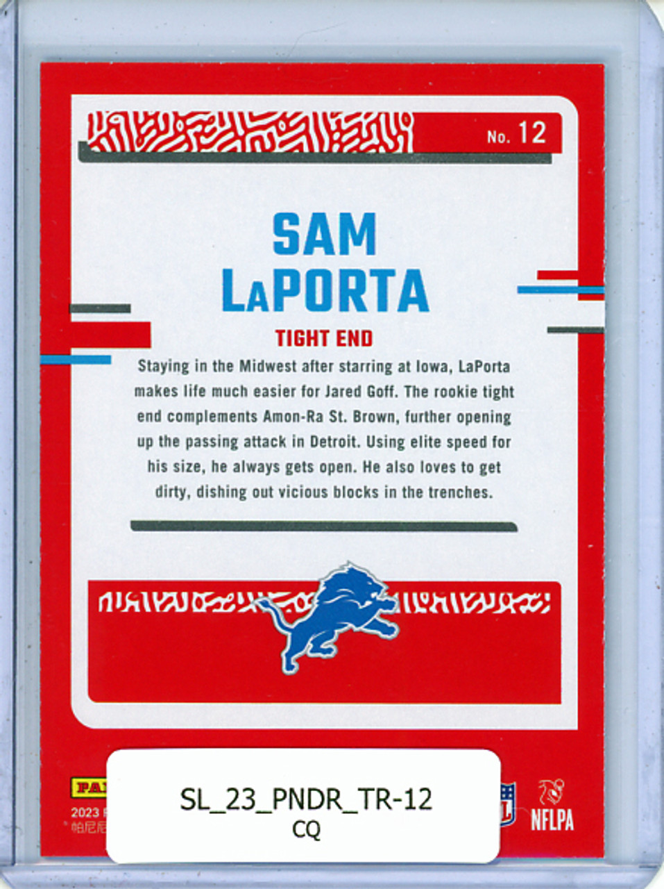 Sam LaPorta 2023 Donruss, The Rookies #12 (CQ)