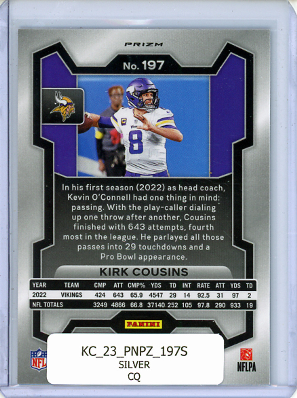 Kirk Cousins 2023 Prizm #197 Silver (CQ)