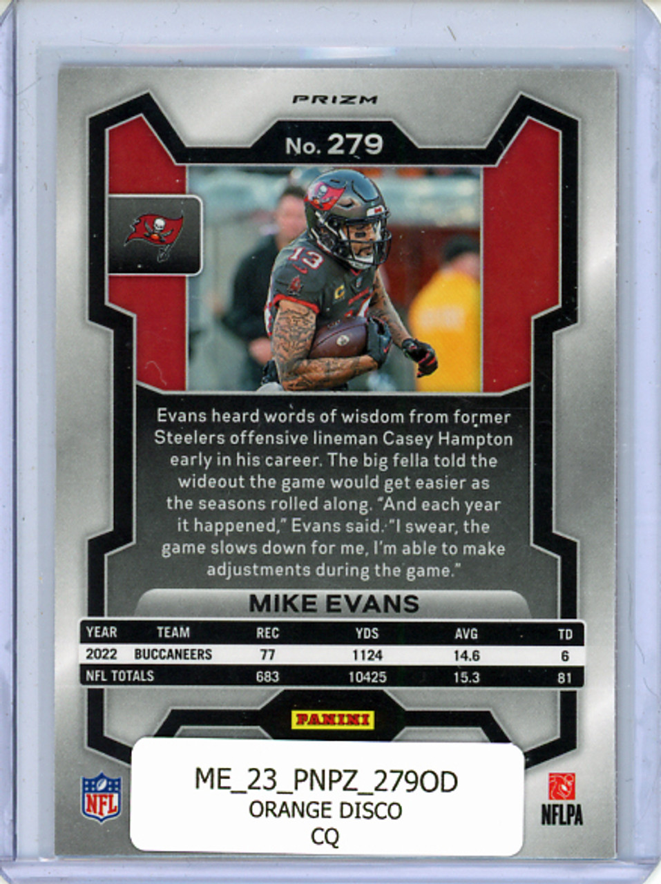 Mike Evans 2023 Prizm #279 Orange Disco (CQ)