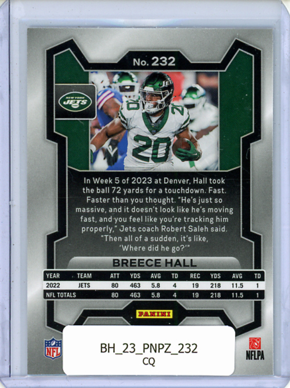 Breece Hall 2023 Prizm #232 (CQ)