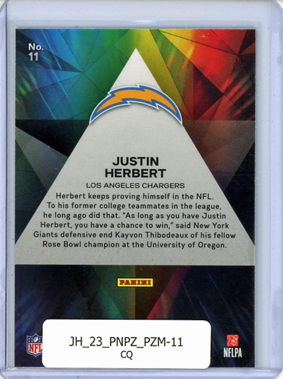 Justin Herbert 2023 Prizm, Prizmatic #11 (CQ)