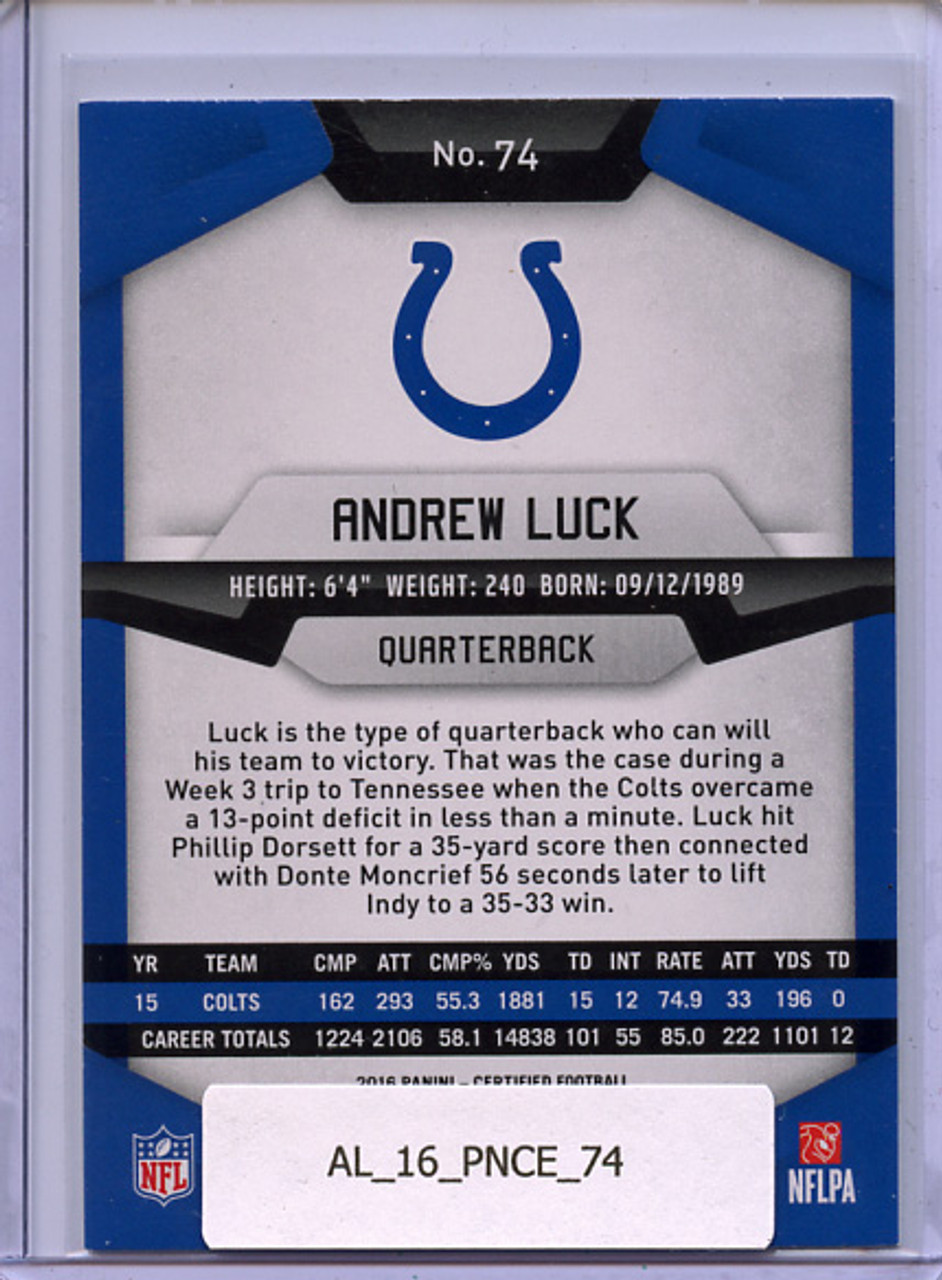 Andrew Luck 2016 Certified #74