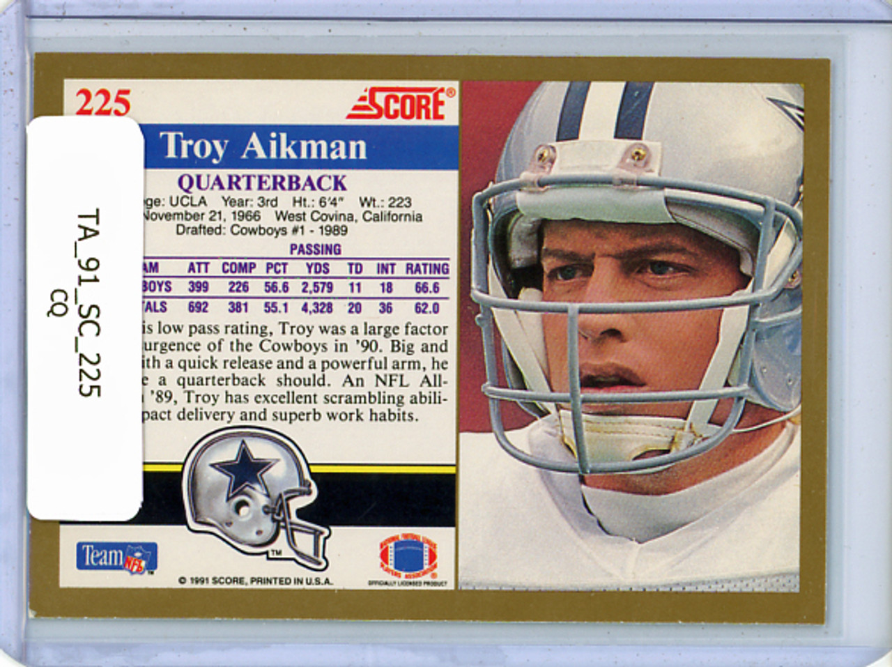 Troy Aikman 1991 Score #225 (CQ)