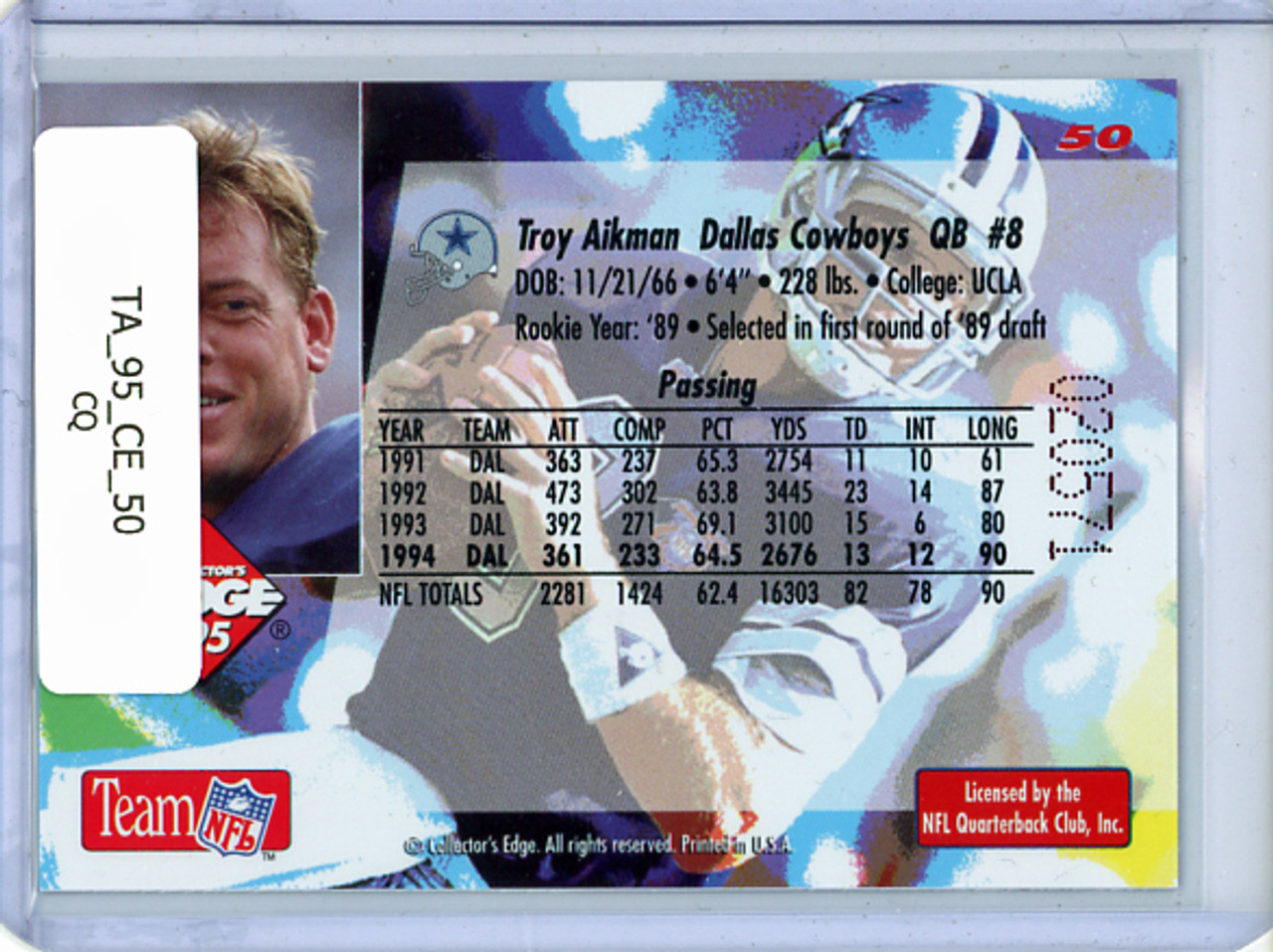 Troy Aikman 1995 Collector's Edge #50 (CQ)