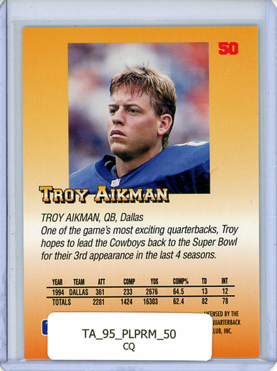 Troy Aikman 1995 Playoff Prime #50 (CQ)