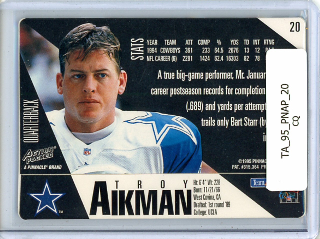 Troy Aikman 1995 Action Packed #20 (CQ)
