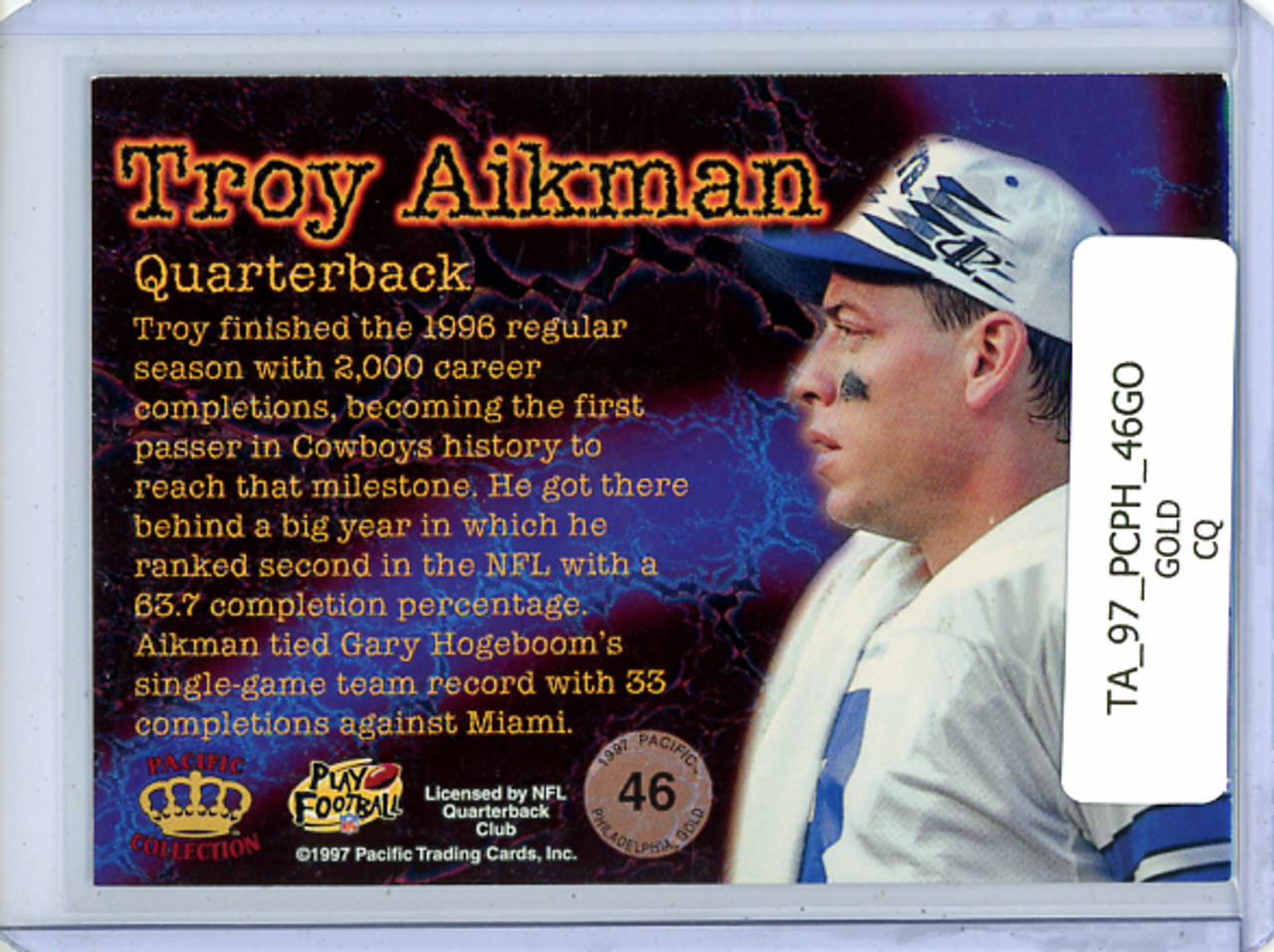 Troy Aikman 1997 Pacific Philadelphia #46 Gold (CQ)