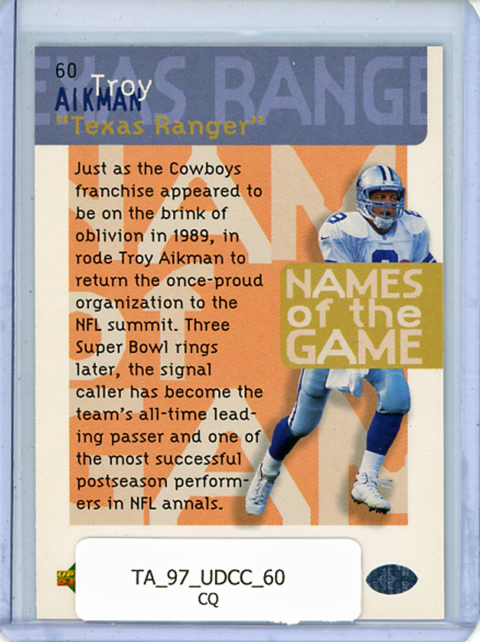 Troy Aikman 1997 Collector's Choice #60 Name of the Game (CQ)