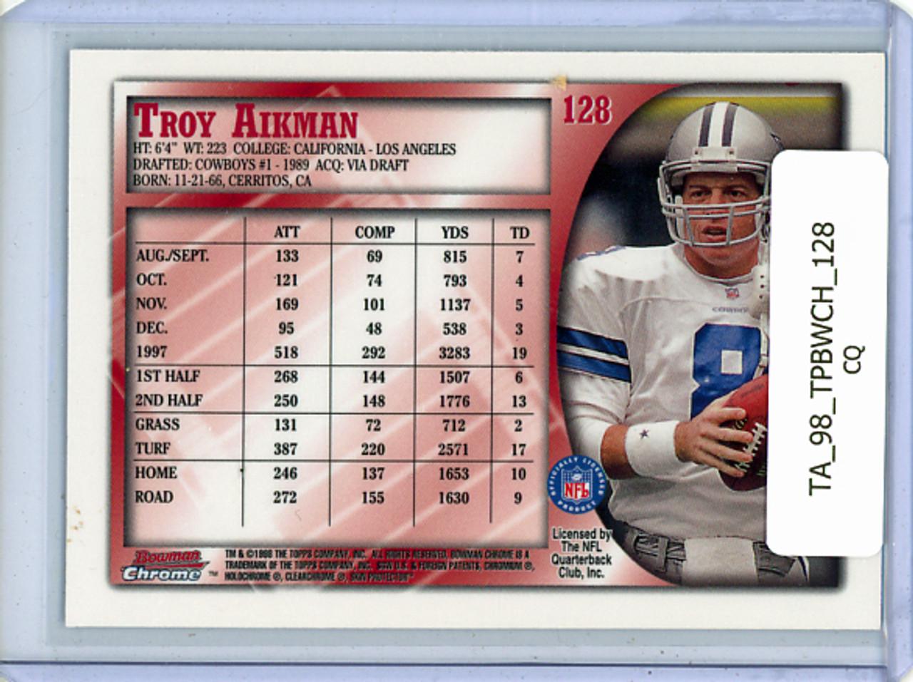Troy Aikman 1998 Bowman Chrome #128 (CQ)