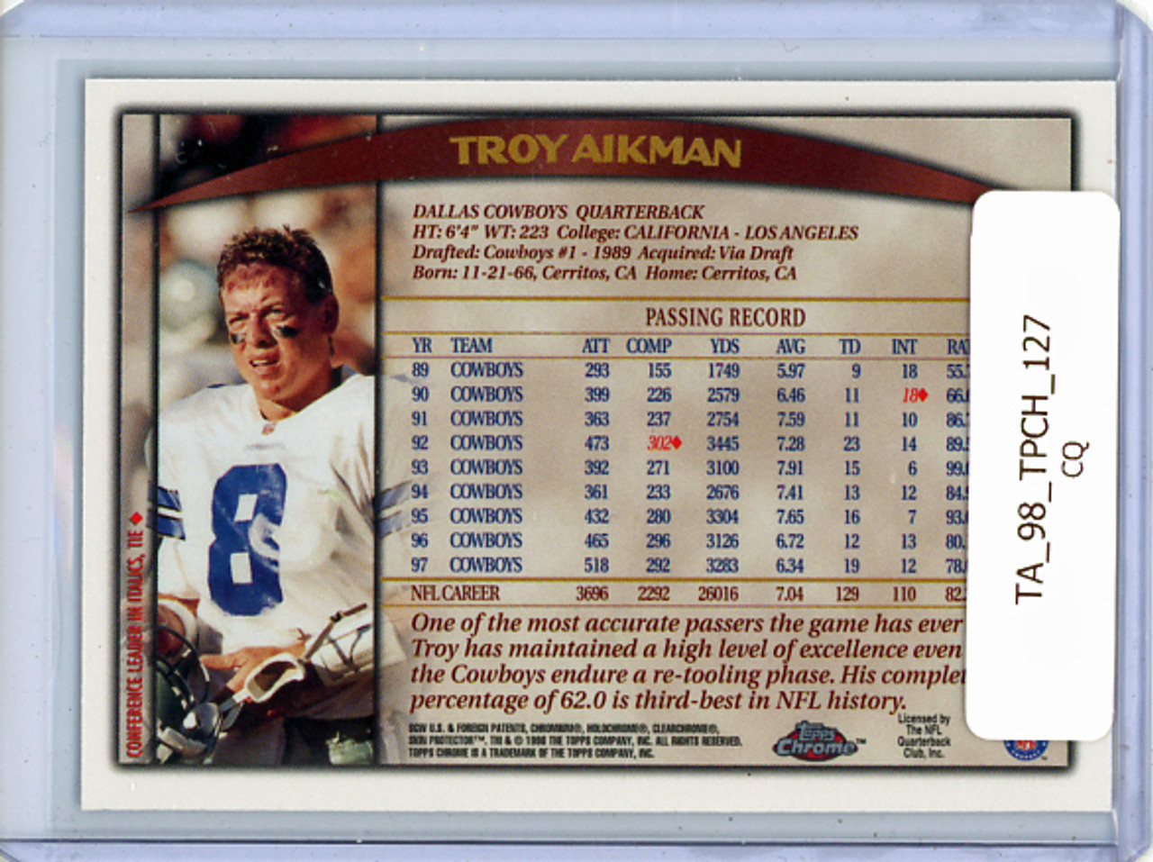 Troy Aikman 1998 Topps Chrome #127 (CQ)