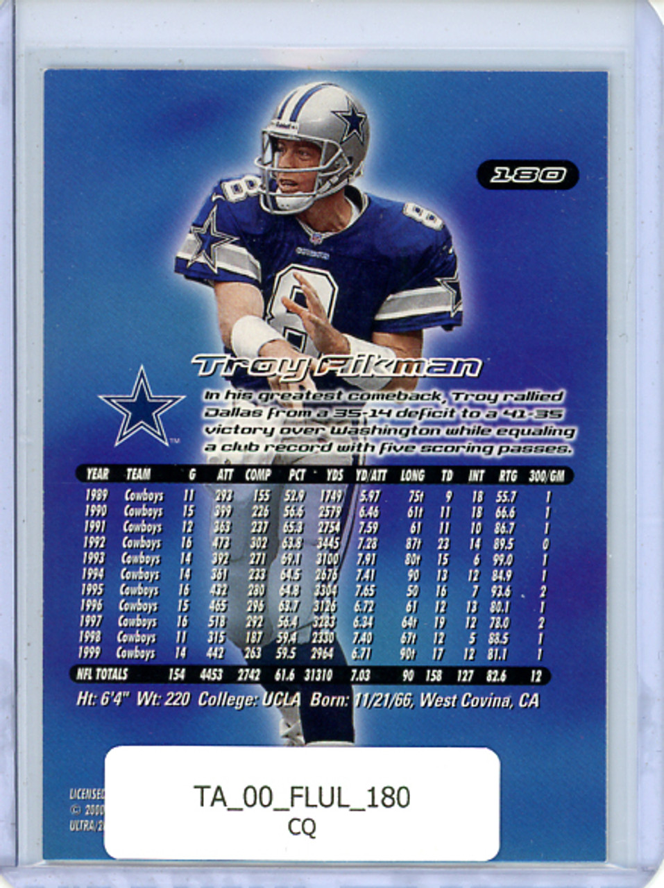 Troy Aikman 2000 Ultra #180 (CQ)