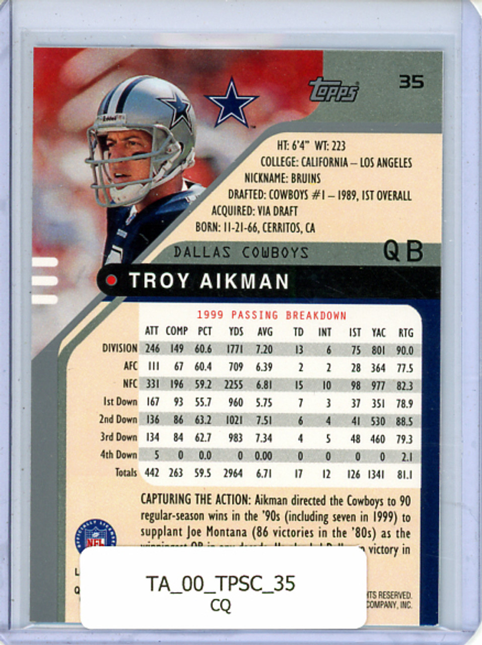 Troy Aikman 2000 Stadium Club #35 (CQ)