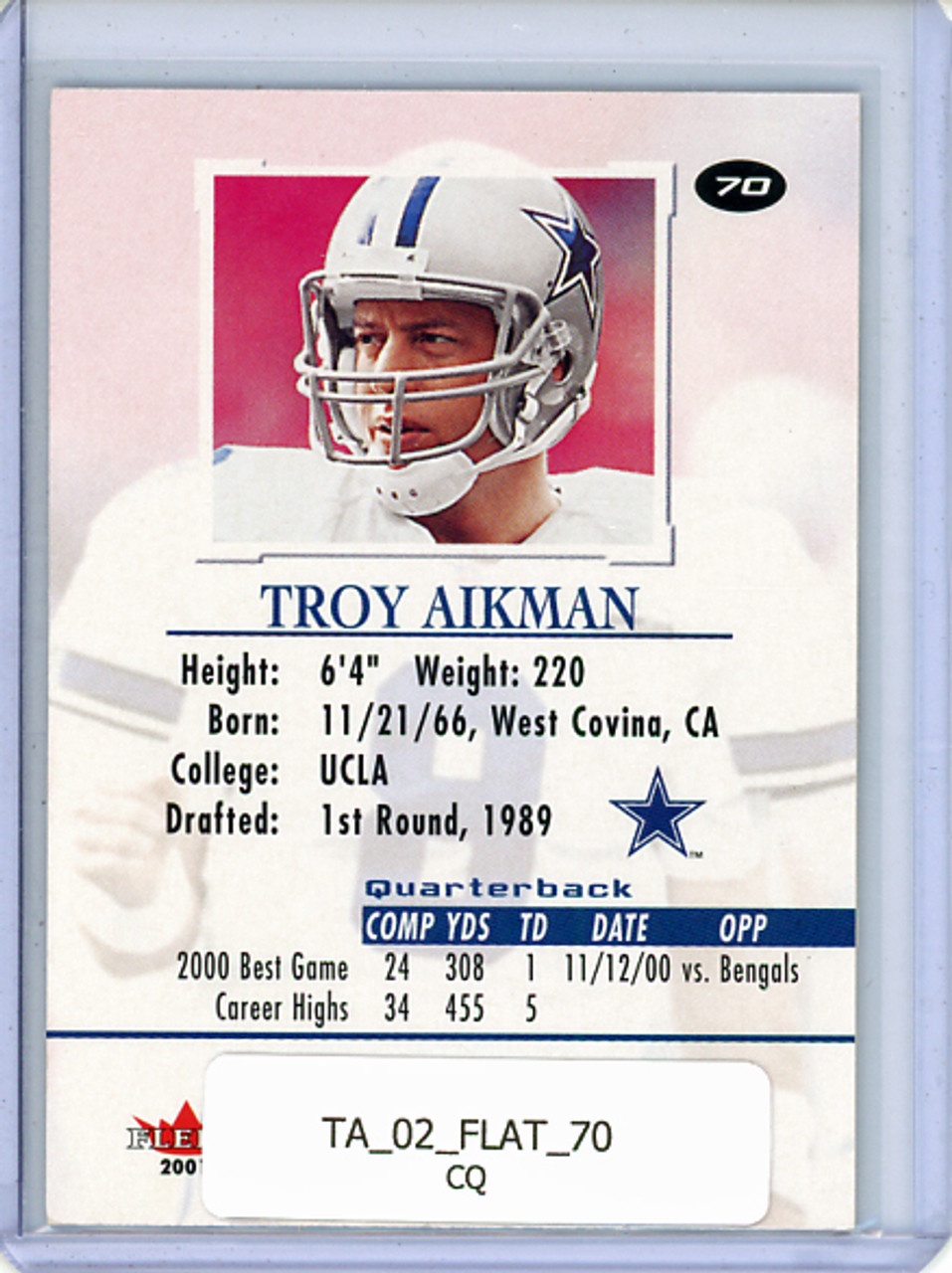 Troy Aikman 2001 Authority #70 (CQ)