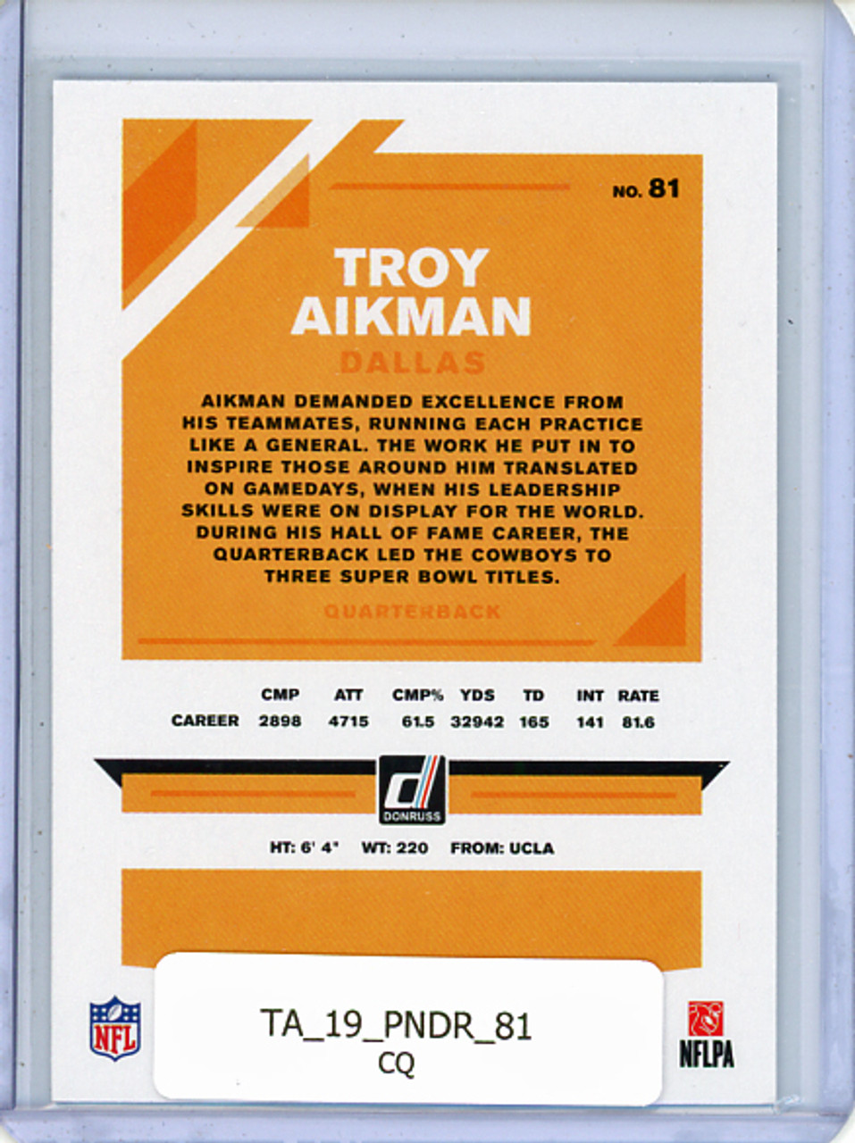Troy Aikman 2019 Donruss #81 (CQ)