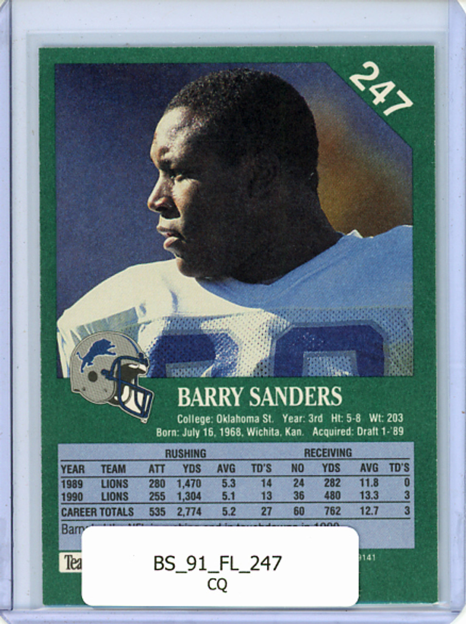 Barry Sanders 1991 Fleer #247 (CQ)