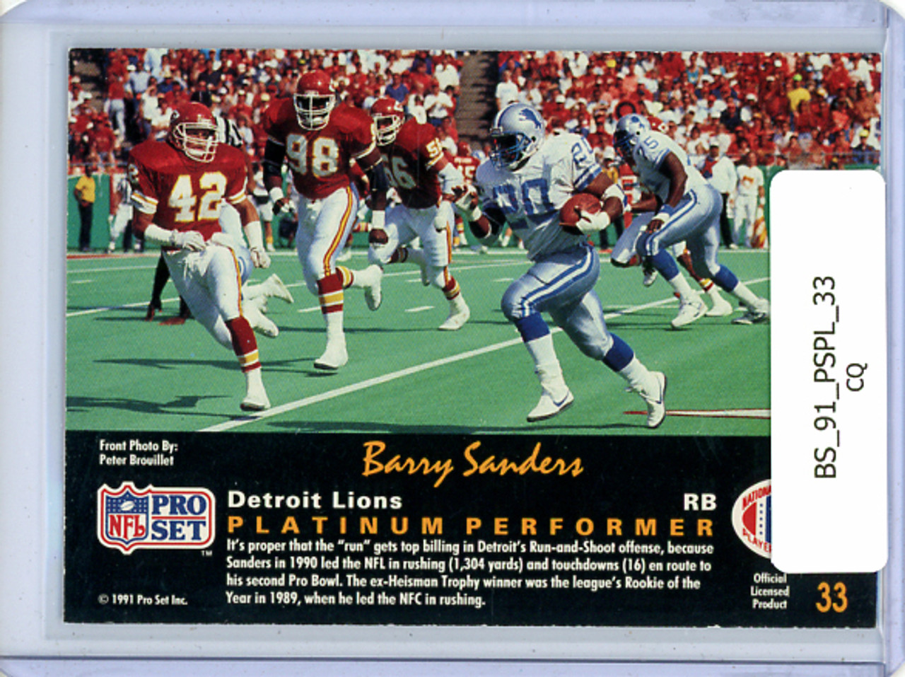 Barry Sanders 1991 Pro Set Platinum #33 (CQ)