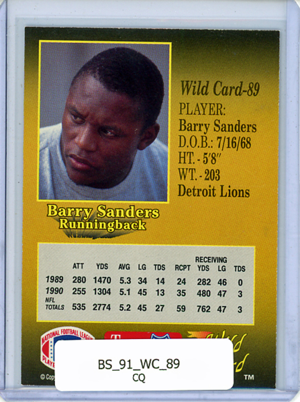 Barry Sanders 1991 Wild Card #89 (CQ)