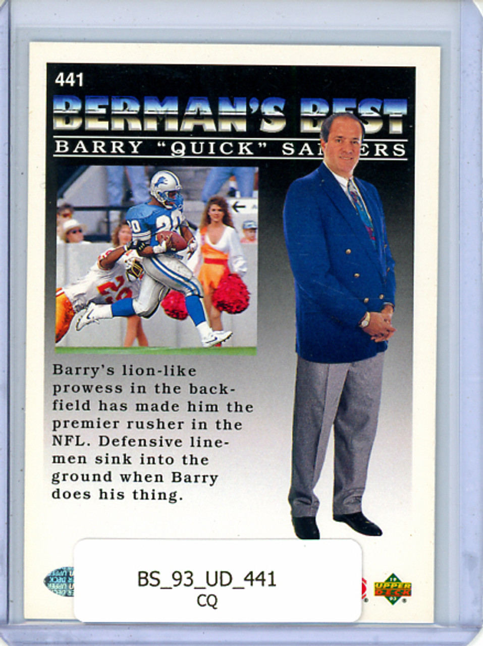 Barry Sanders 1993 Upper Deck #441 Berman's Best (CQ)