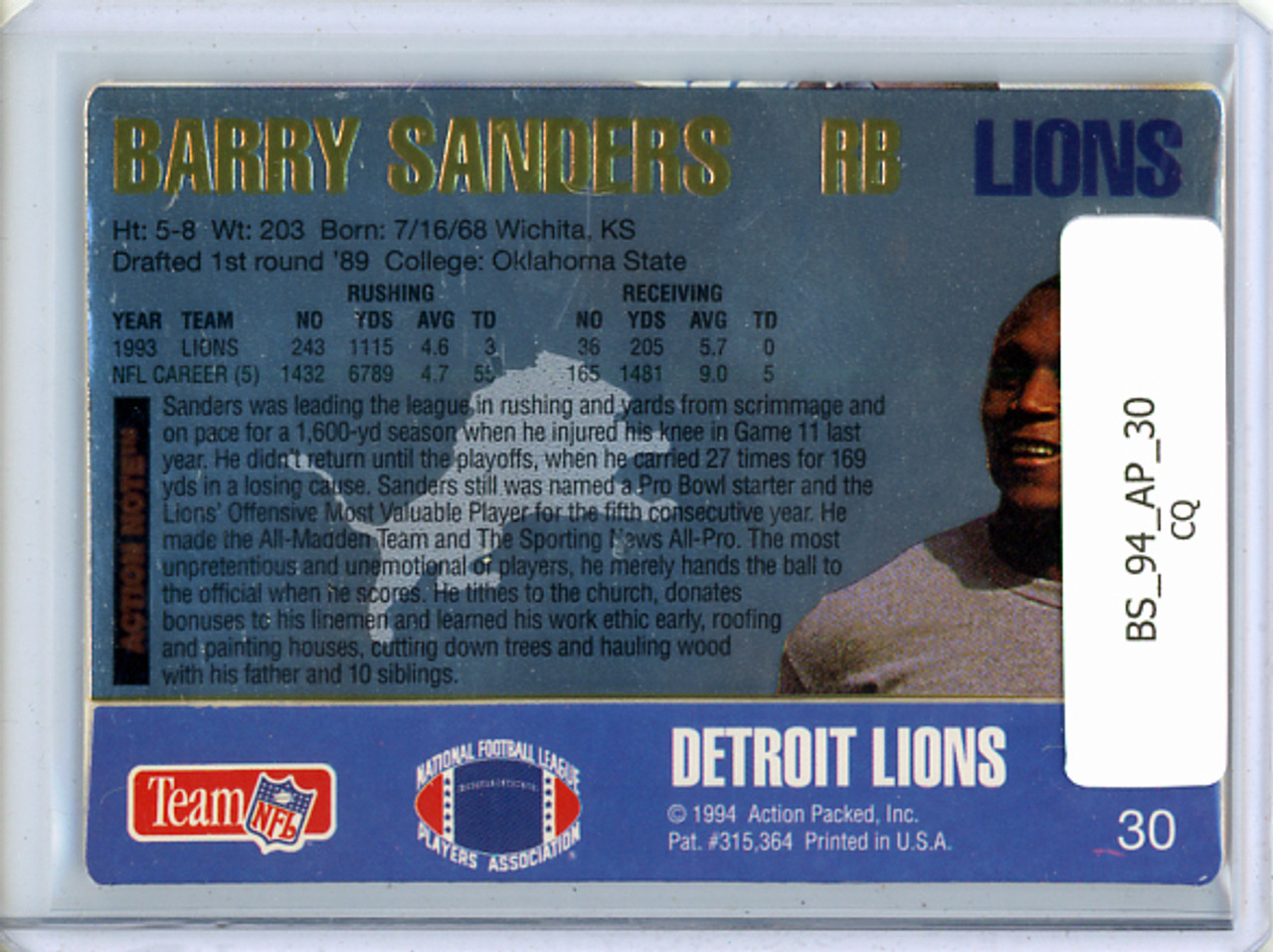 Barry Sanders 1994 Action Packed #30 (CQ)