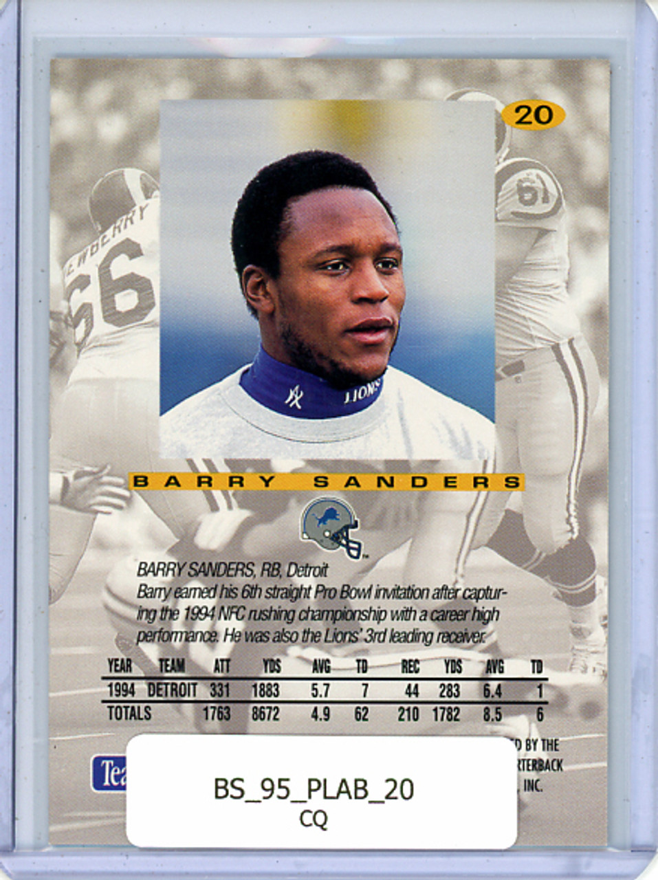 Barry Sanders 1995 Playoff Absolute #20 (CQ)