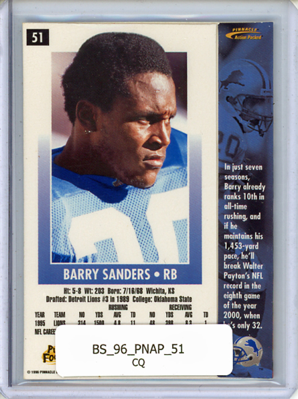 Barry Sanders 1996 Action Packed #51 (CQ)