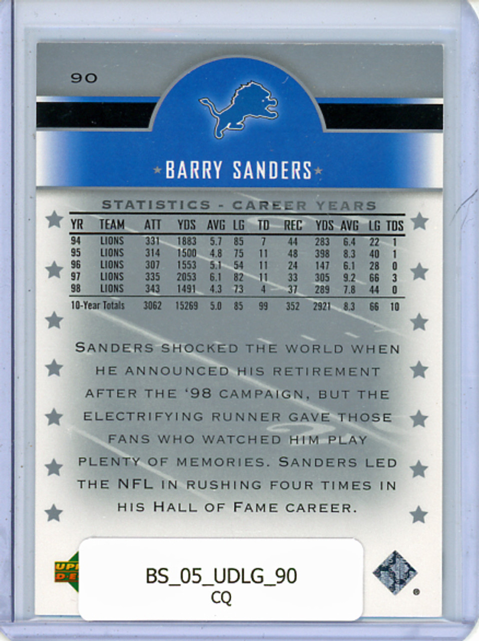 Barry Sanders 2005 Legends #90 (CQ)