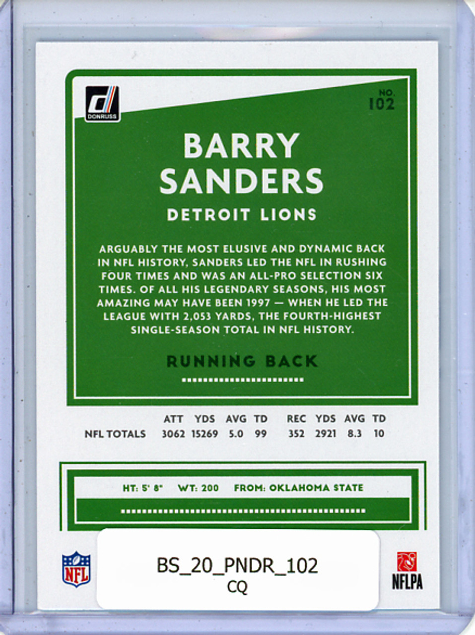 Barry Sanders 2020 Donruss #102 (CQ)