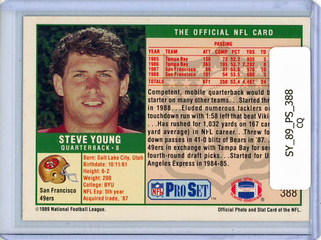 Steve Young 1989 Pro Set #388 (CQ)