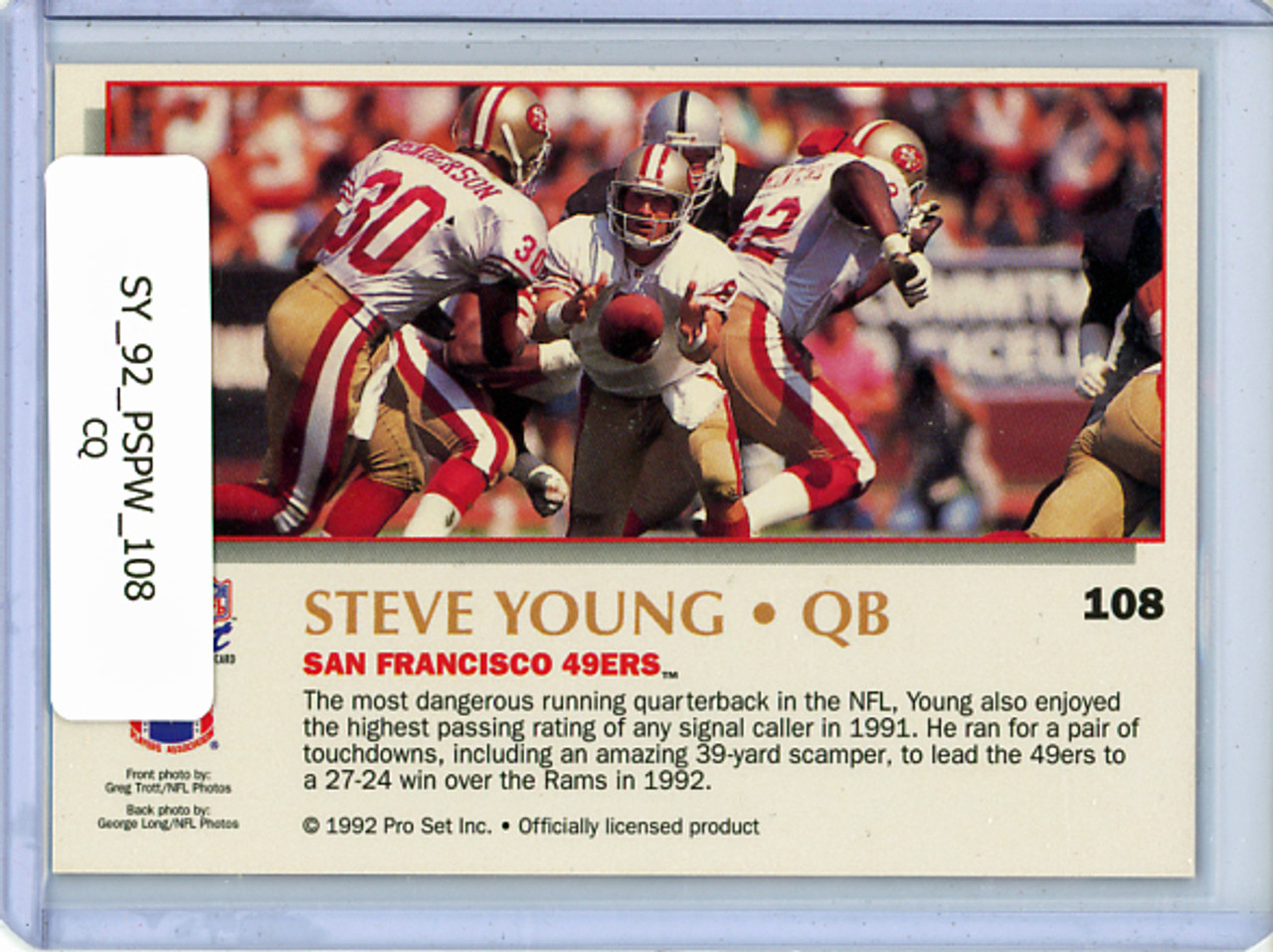 Steve Young 1992 Pro Set Power #108 (CQ)