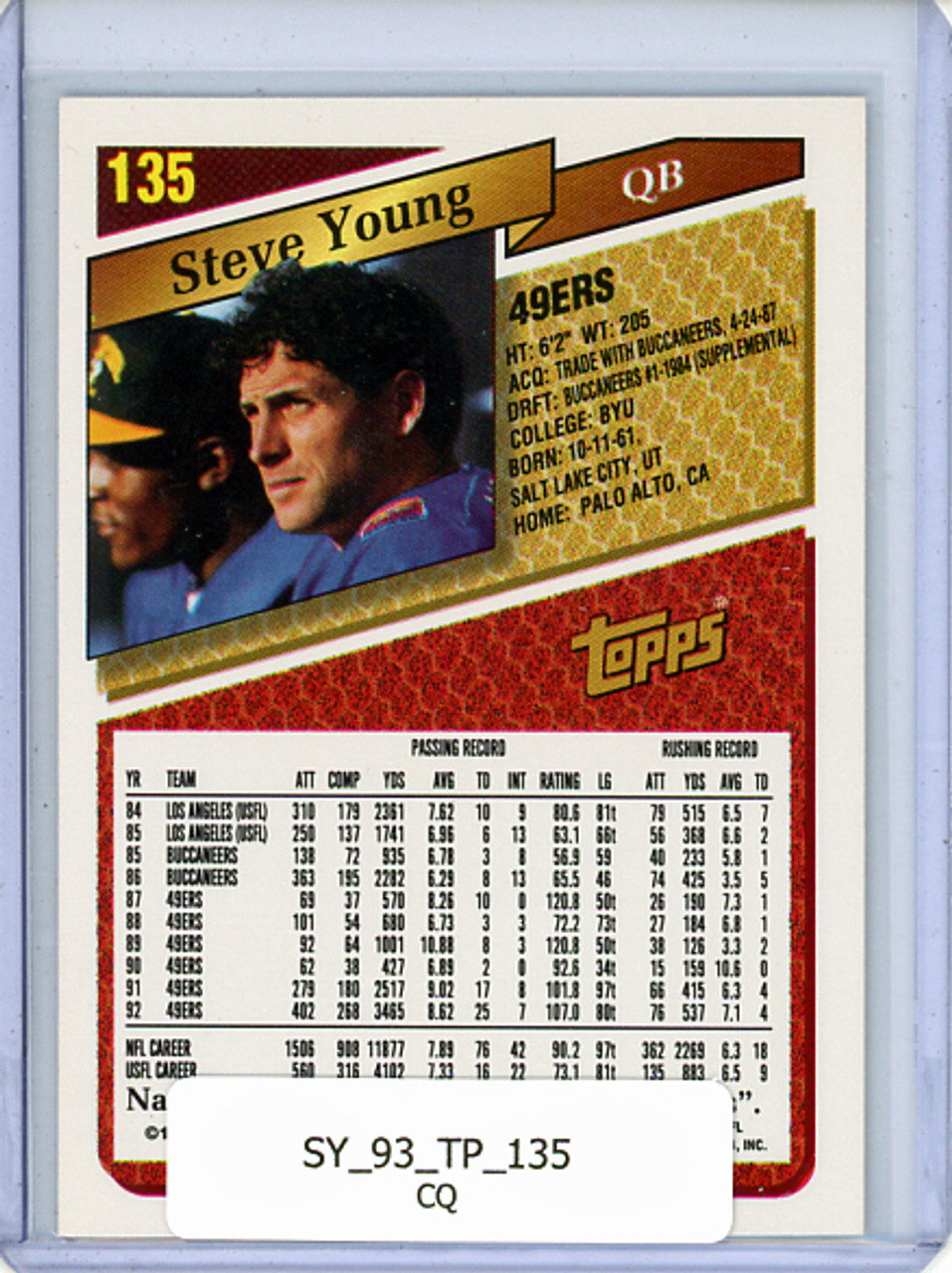 Steve Young 1993 Topps #135 (CQ)