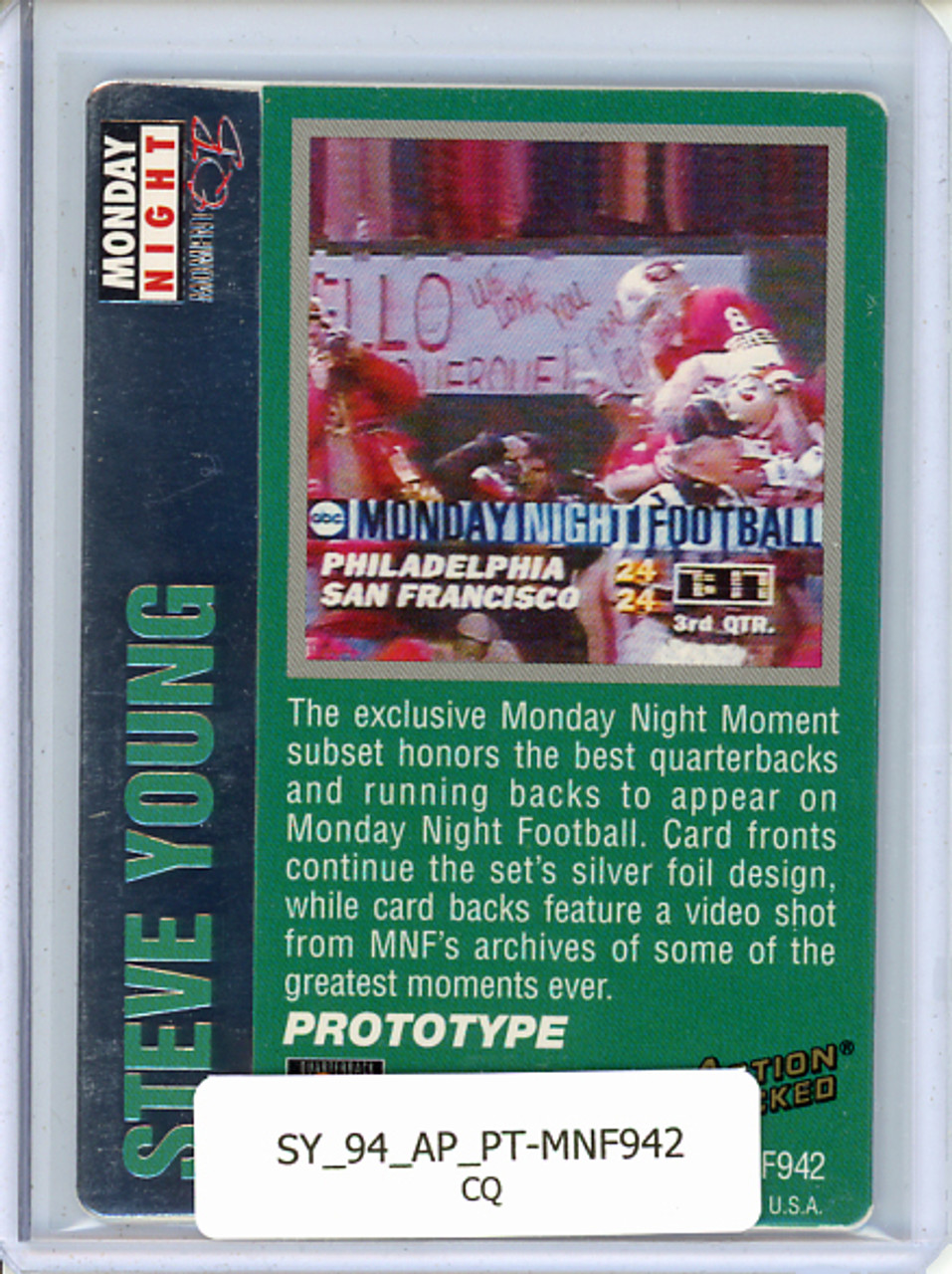 Steve Young 1994 Action Packed, Prototypes #MNF942 (CQ)