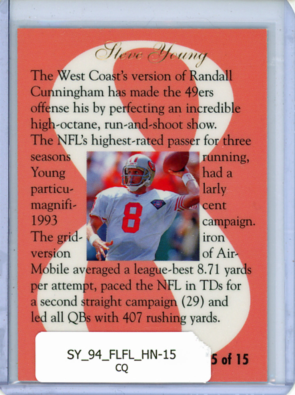 Steve Young 1994 Ultra, Flair Hot Numbers #15 (CQ)
